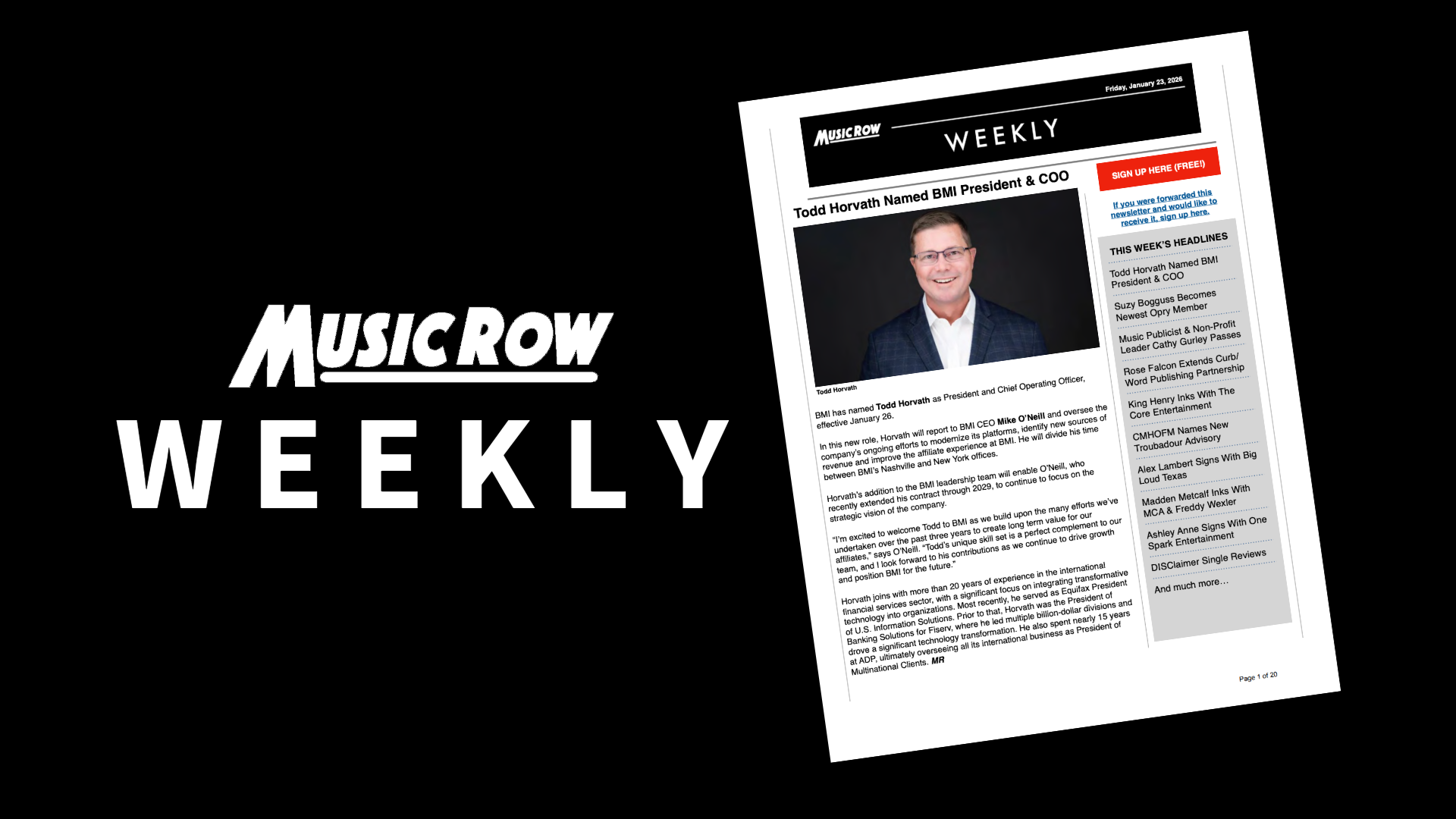 MusicRow Weekly ( News , Charts , More ...) 