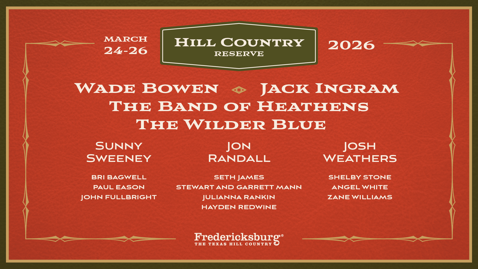 Hill Country Reserve Unveils Initial Artist Lineup For Inaugural Event