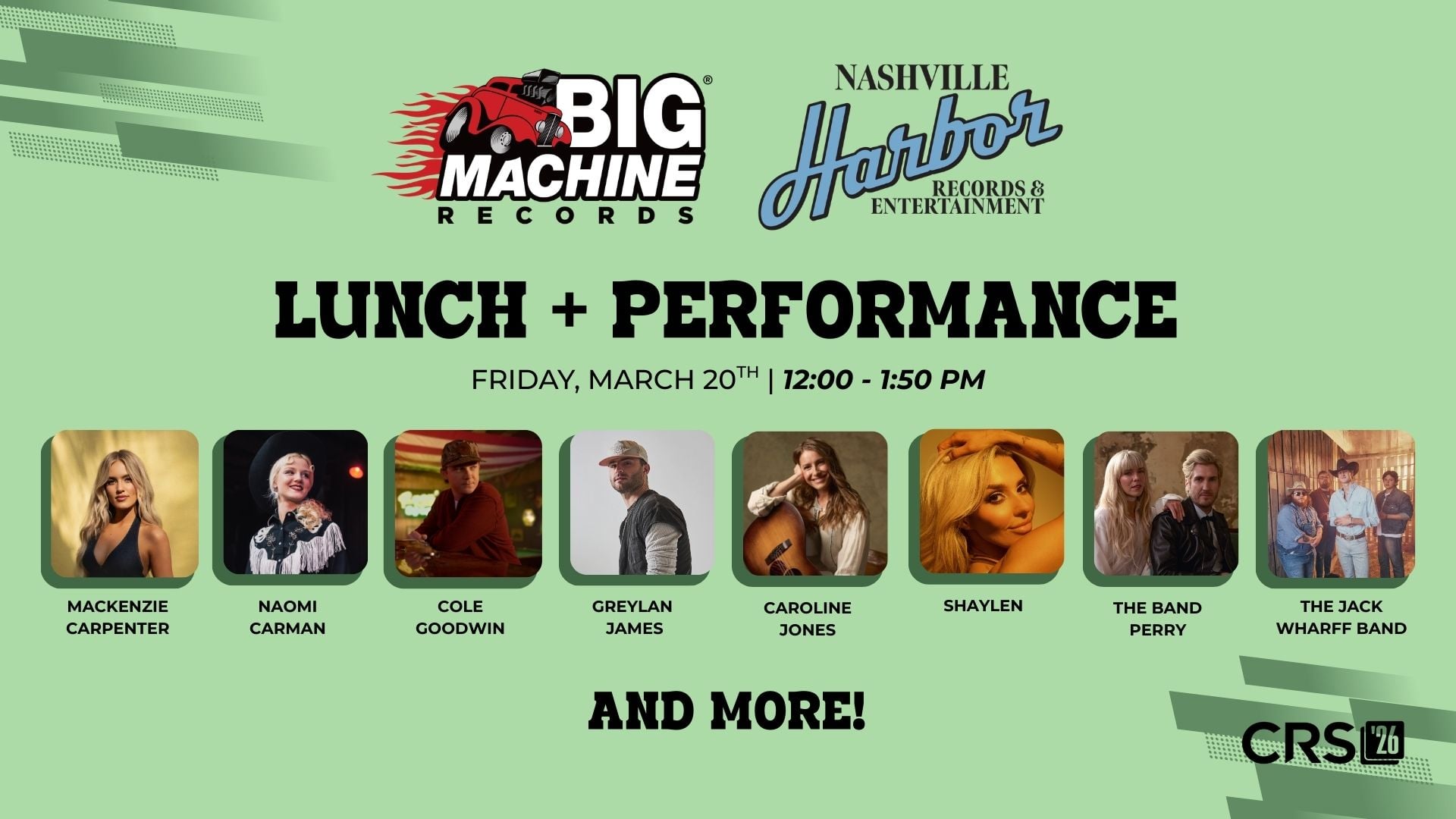 Big Machine Records/Nashville Harbor Records & Entertainment Unveils Lineup For CRS Luncheon